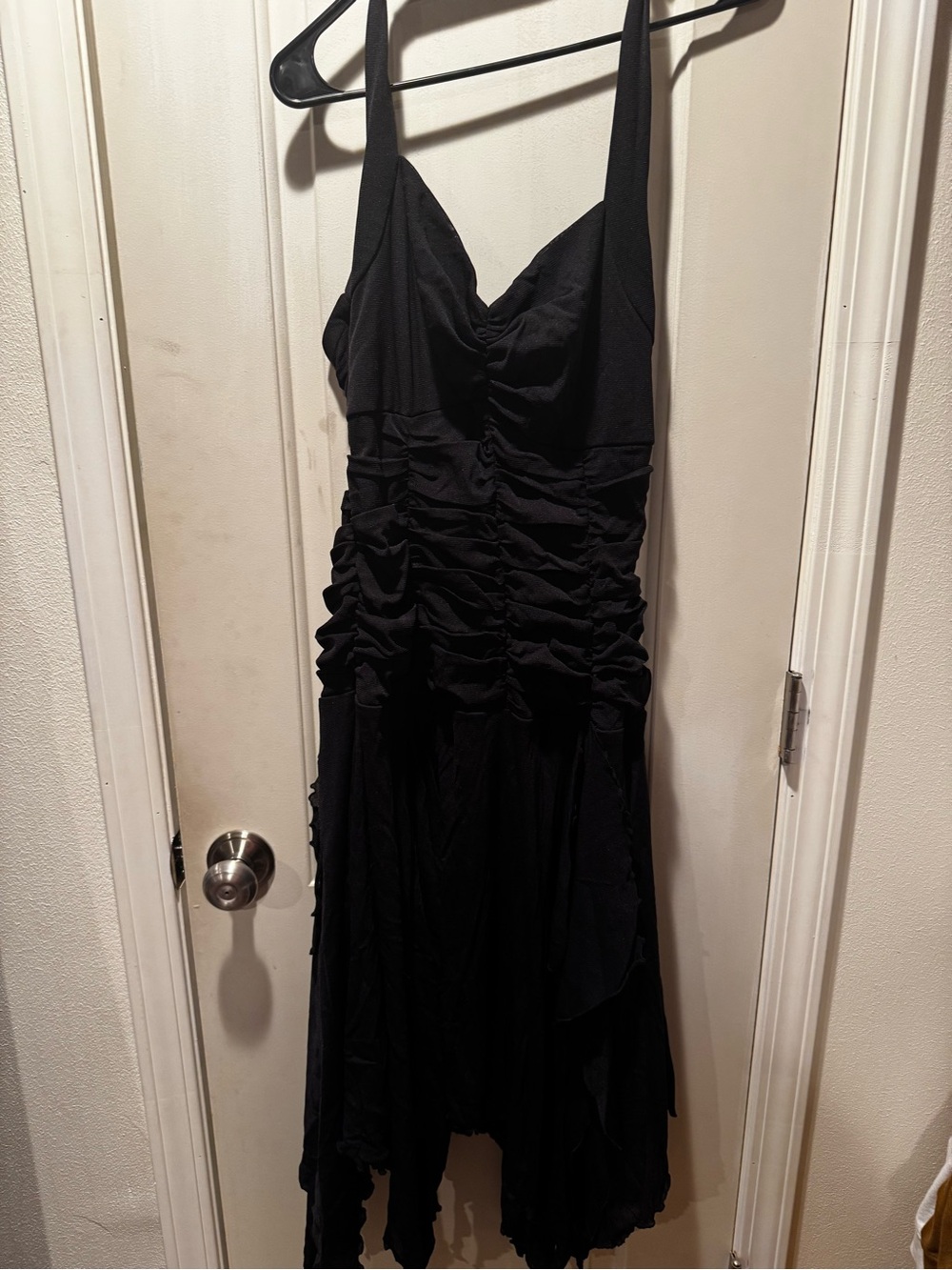 Signature by Sangria Black Ruched One-Shoulder Evening Dress